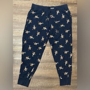 Polo Ralph Lauren Blue Football Bear Print Pants Sleepwear Size Large